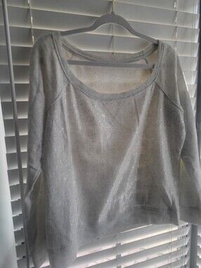 Light Cream Sequin Scoop-Neck Women's Top
